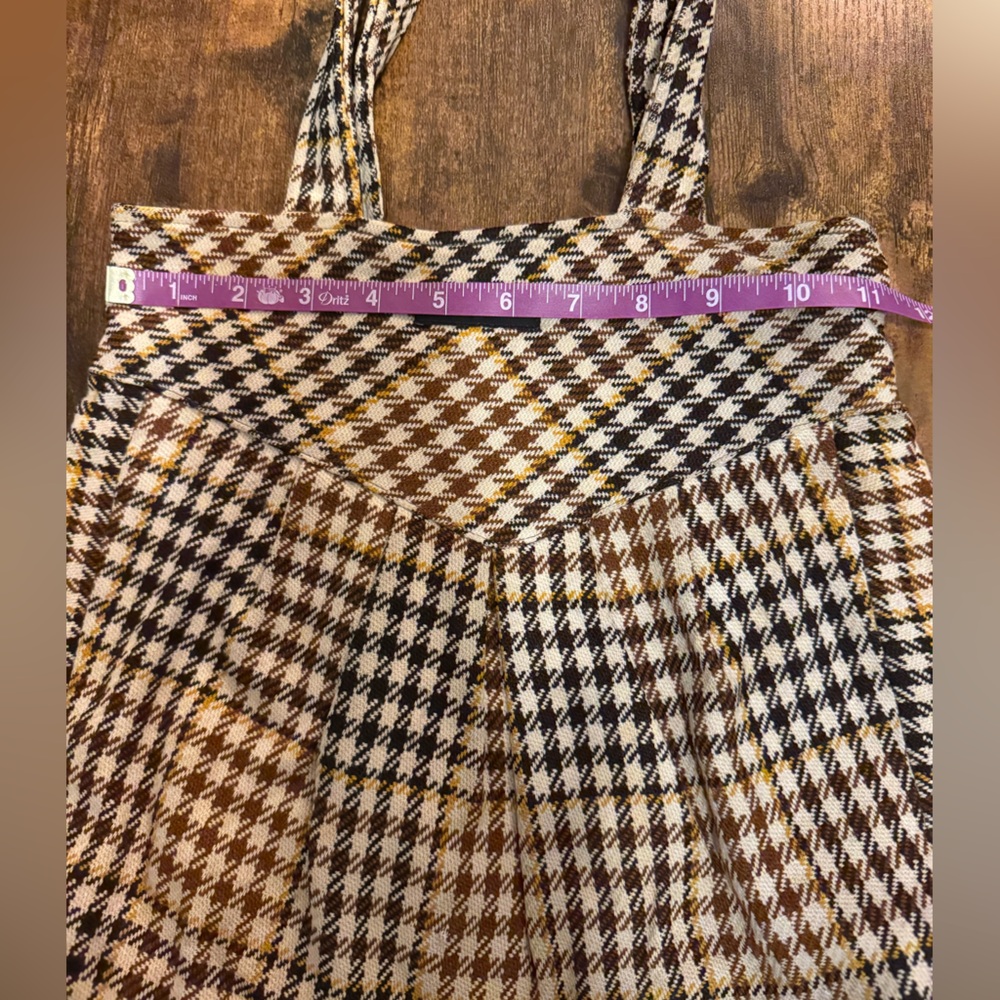 Francois Beauregard Brown Black Houndstooth Tote Handbag Boho Designer Small - Picture 13 of 16